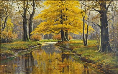 Autumn Forest with Stream by Bruno Moras
